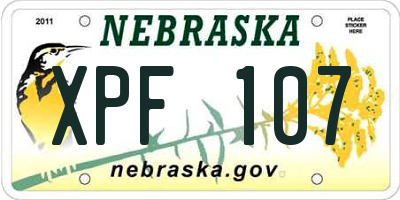 NE license plate XPF107