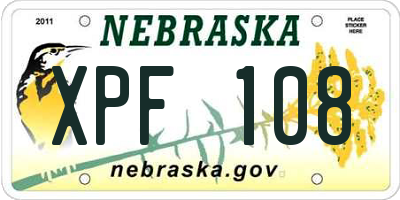 NE license plate XPF108