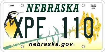 NE license plate XPF110