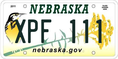 NE license plate XPF111