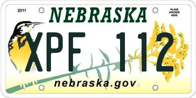 NE license plate XPF112