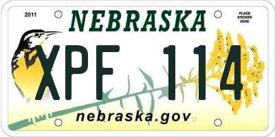 NE license plate XPF114