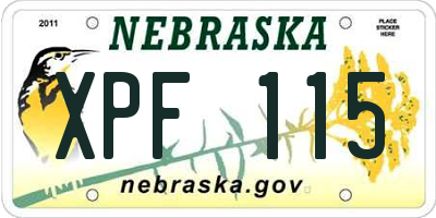 NE license plate XPF115