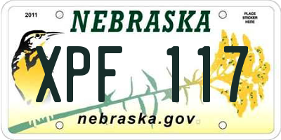 NE license plate XPF117