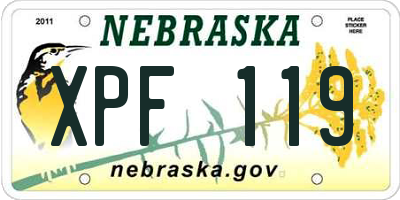 NE license plate XPF119