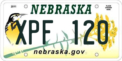 NE license plate XPF120