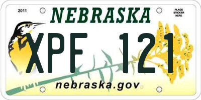 NE license plate XPF121