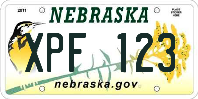 NE license plate XPF123