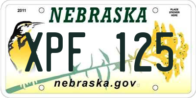 NE license plate XPF125