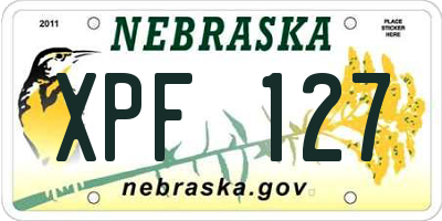NE license plate XPF127