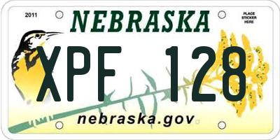 NE license plate XPF128
