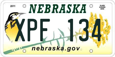 NE license plate XPF134