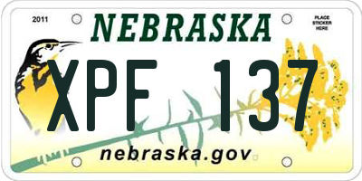 NE license plate XPF137