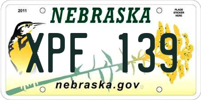 NE license plate XPF139