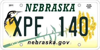 NE license plate XPF140