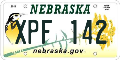 NE license plate XPF142