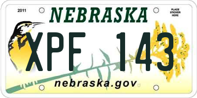NE license plate XPF143