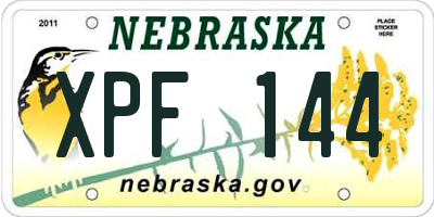 NE license plate XPF144