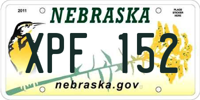 NE license plate XPF152