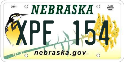 NE license plate XPF154