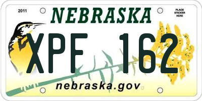 NE license plate XPF162