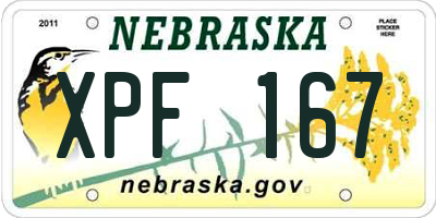 NE license plate XPF167