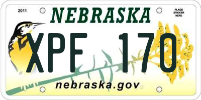 NE license plate XPF170