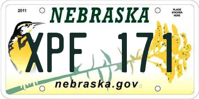 NE license plate XPF171