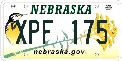NE license plate XPF175