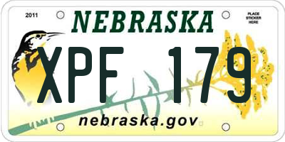 NE license plate XPF179