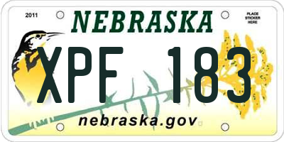 NE license plate XPF183