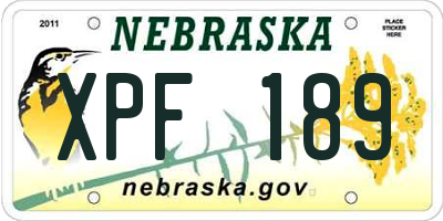 NE license plate XPF189