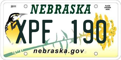 NE license plate XPF190