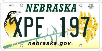 NE license plate XPF197