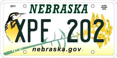 NE license plate XPF202