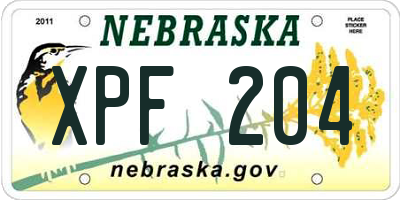 NE license plate XPF204
