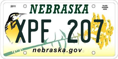 NE license plate XPF207