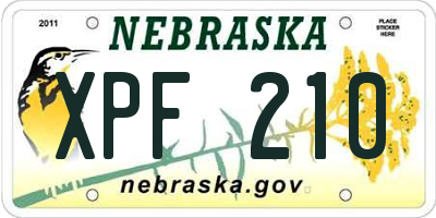 NE license plate XPF210