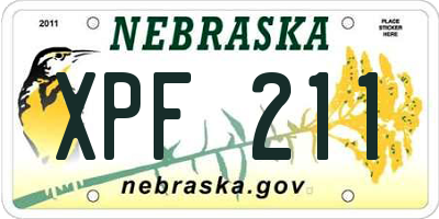 NE license plate XPF211