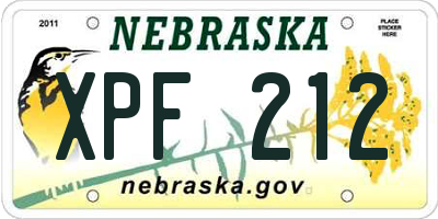 NE license plate XPF212