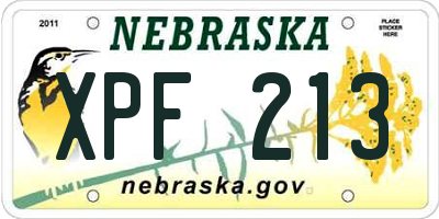 NE license plate XPF213