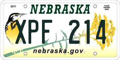 NE license plate XPF214