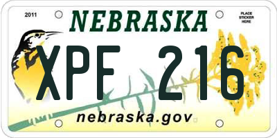 NE license plate XPF216