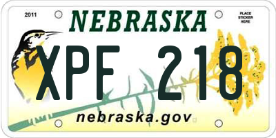 NE license plate XPF218