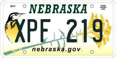 NE license plate XPF219