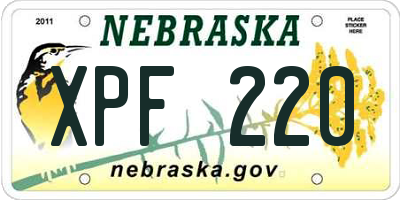 NE license plate XPF220