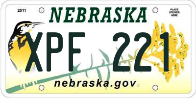 NE license plate XPF221