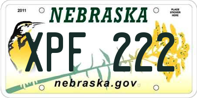 NE license plate XPF222