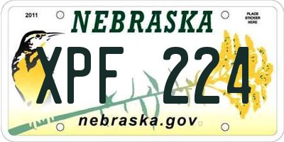NE license plate XPF224