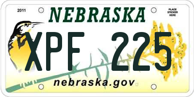 NE license plate XPF225